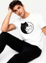 Yin Yang Cat Unisex T-Shirt - Image 2