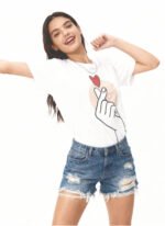 Korean Love Symbol Finger Unisex T-Shirt - Image 3