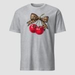 Leopard Bow Cherries Unisex T-Shirt - Image 7