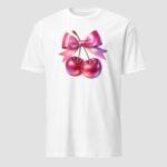 Cherries Pink Unisex T-Shirt - Image 4