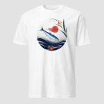 Japanese Sardine Art T-Shirt | Zen Ocean & Rising Sun Design - Image 7